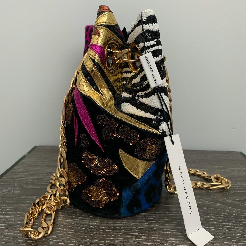 Multicolor Sequin & Animal Print Chain Shoulder Bag - Picture 6 of 10